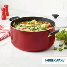 Reliance 10qt Aluminum Nonstick Wide Stock Pot Red: Large Cooking Pot, Glass Lid, Dishwasher & Oven Safe - Red - View 6