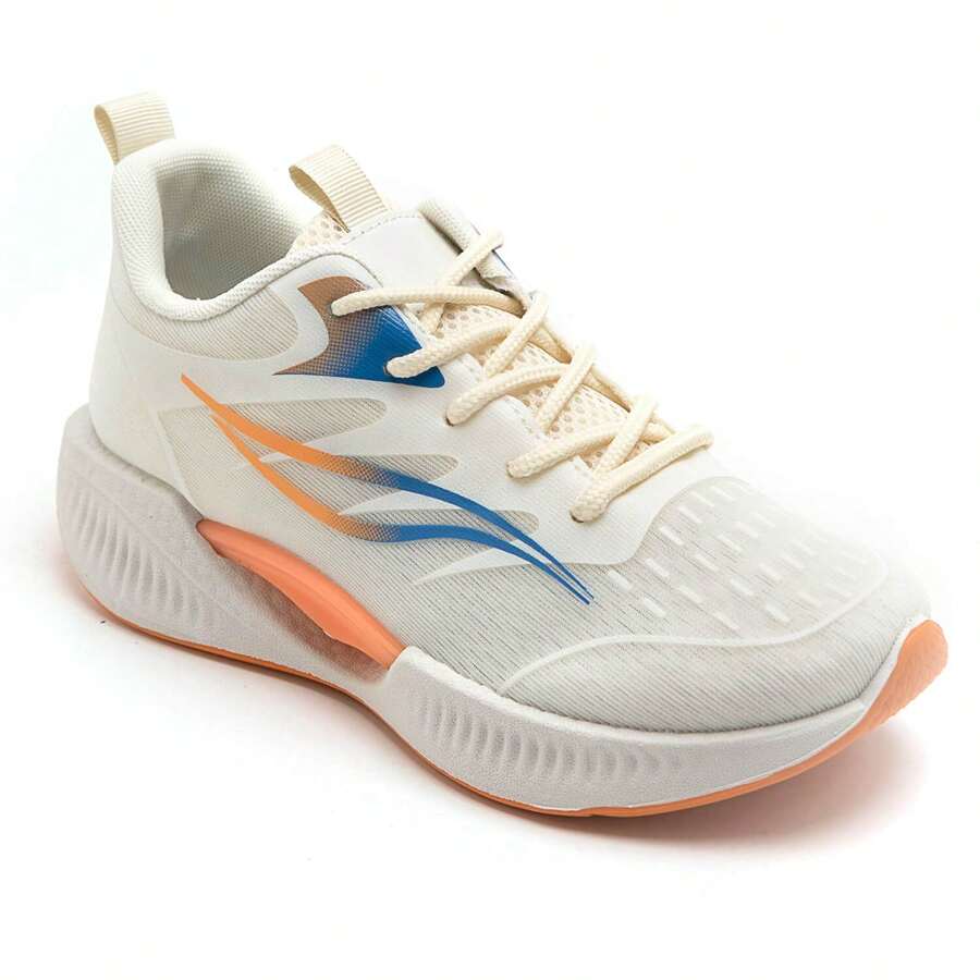 Sports Shoe With Thick Sole And Embossed Patterns - Orange - View 1