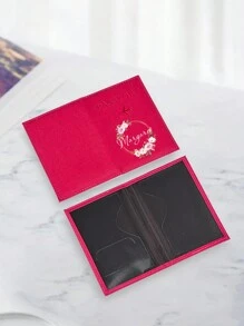 1个可定制迷你护照夹，带姓名和花环图案，旅行证件收纳包和卡包，适合送礼和日常使用 - 玫紅色 - 查看 3