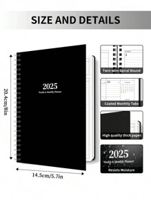 1本2026-2027年活页计划本，包含每日、每周和每月计划，适合记录会议议程、工作计划、学习计划、日记等。适用于办公室和学习，是2026年实用的新年礼物。