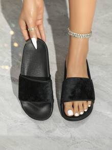 roulvxiang New Bestselling Women's Casual Home/Outdoor Slippers, Beach Sandals Suitable For Water, Black Rhinestone Glitter Platform Thick Sole Ladies Slide Sandals