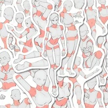 100 stuks schattig patroon waterdichte PVC-stickers voor menselijke vormen, herhaalbaar, geschikt voor doe-het-zelf decoratie op notebooks, waterflessen, skateboards, koelkasten, enz. - A3-2732