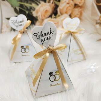 约10/50件，三角形烫印糖果盒礼品盒包装盒婚礼派对用品，最便宜的商品，小型企业用品，包装盒，婚礼装饰，婚礼，礼品盒，婚礼用品情人节