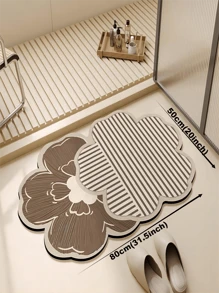 1pc Flower Pattern Bathroom Mat, Toilet Entrance Rug, Diatomaceous Earth Absorbent Mat, Anti-Slip Washroom Mat