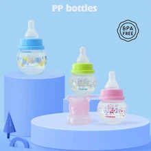 1 个 60ml 迷你奶瓶，带可爱熊盖，卡通图案，PP 材质，防胀气，适合 0-3 个月，耐热，测量清晰，防胀气和窒息设计，柔软硅胶奶嘴，完全可拆卸，非常适合新生儿礼物、圣诞礼物 - 粉色 - 查看 5