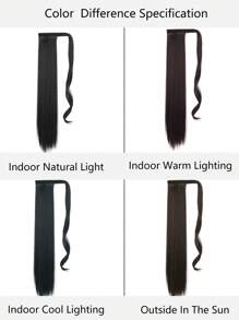 自然黑色馬尾26英寸逼真長款直發假髮馬尾圍裹假髮直發馬尾 - 黑色 - 查看 5