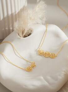 个性化多朵生日花项链，家庭生日花束项链（女士款），可定制1-4朵花吊坠项链，母亲节项链，不锈钢首饰，个性化礼物，生日礼物，旅行礼物，母亲节礼物，复活节配饰礼物，浪漫婚礼配饰礼物，伴娘礼物，女士沙滩配饰 - 金色 - 查看 5