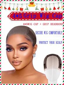 4*5Inch Lace Parting Max Wig Cap Wig Grip Cap - Wig Tools - Adjustable, Non-Slip, Transparent 4x5 Headband With Ear Cut-Outs For Comfortable, Glue-Free Wig Placement And GripFleece Technology For Secure Hold - Multicolor - View 2