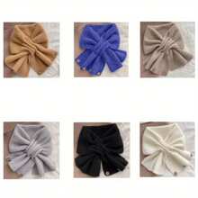 Knitted Short Cross Scarf Solid Color Neck Warmer Winter Warm Fake Collar Women - Blue - View 2