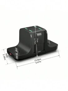 Charging Dock Compatible With Switch, 6 In 1 Charging Dock Compatible With Switch Controller With LED Indicator, 4 And 2 Type-C Charging Cable Support Switch Pro Controller NS Joycon. - Black - View 3