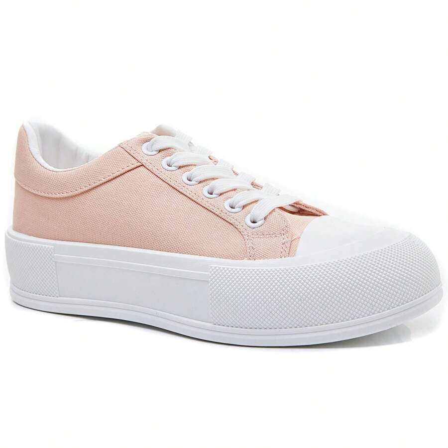 Canvas Sneaker With Chunky Sole And Classic Details - Pink - View 1