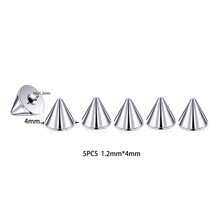 5件套可替换耳环套装，适用于耳软骨耳环、唇环、眉环、鼻环、身体穿刺饰品、工业穿刺饰品 - 銀色 - 查看 8