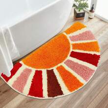 Boho Bathroom Rugs Retro Sun Bath Mat Soft Fluffy Water Bathroom Rug Boho Half Circle Bath Mat Non-Slip Half Circle Colorful Rug For Bathroom Washable Carpet Floor Rug For Home Decor 41x76 CM - Multicolor - View 1