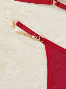 New Black Love Metal Chain Sexy Underwear Sexy Thong Women's Sexy Lingerie Two-Piece Set