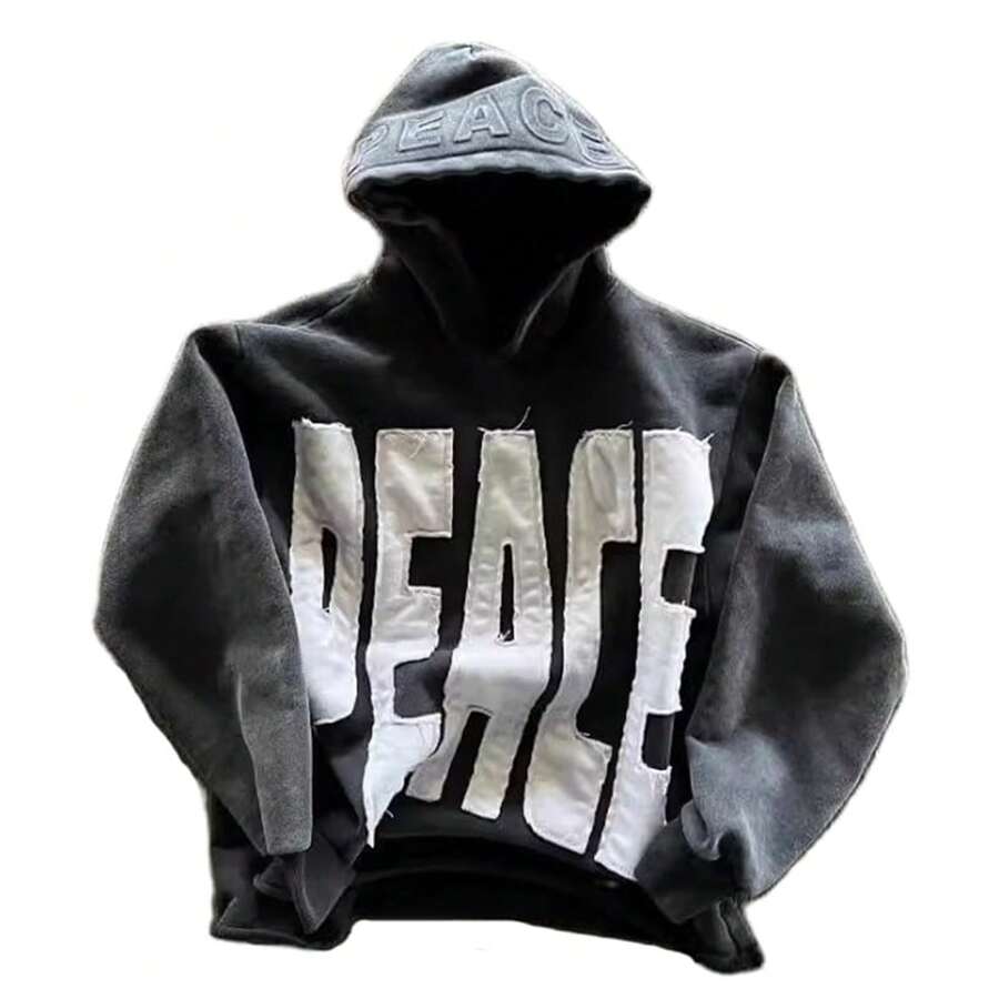 Women's Graphic Hoodies Star Lettering Pullovers Vintage Hooded Sweatshirts Oversized Harajuku Hoodie Jackets - Black - View 1