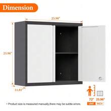 Metal Wall Cabinets For Storage With Lock,Steel Garage Hanging Cabinet With 1 Adjustable Shelf And 2 Doors,Garage Cabinet Upper,Wall Mounted Metal Cabinet For Office And Home - Black and White - View 3