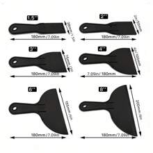 6pcs/Set Durable Plastic Scrapers 6-Pack Wall Spackle Putty Knife For Wallpaper Removal, Plastering, And Hole Filling Shovel Snow - Black - View 5
