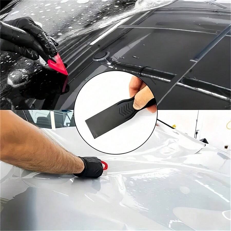 6pcs/Set Durable Plastic Scrapers 6-Pack Wall Spackle Putty Knife For Wallpaper Removal, Plastering, And Hole Filling Shovel Snow - Black - View 1