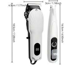 1 套 2 件装宠物电动剪毛器带 LED 显示屏可充电，低噪音宠物电动修剪器美容套装适用于狗和猫，专业宠物美容剪电动毛发剪套装