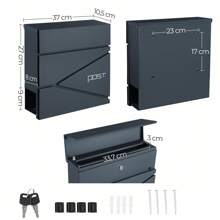 SONGMICS - Buzón de Pared, con Llavero, fácil de Instalar, diseño Moderno, Gris Antracita - gris antracita - Ver 5