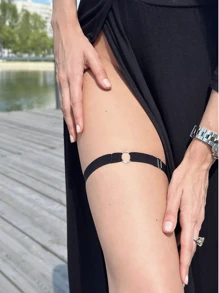 1 件装 女士背带 黑色 松紧带 腿链 大腿链 颈链 两用身体配饰 情侣款