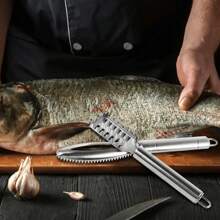 4pcs/Set Stainless Steel Fish Scale Remover With Anti Slip Handle Design, Fish Scale Planer, Professional Seafood Processing Scraper Tool With Serrated Edge, Kitchen Fish Cleaning Tool Suitable For Cooking And Catering - 4PCS 刮魚鱗神器 - 查看 8
