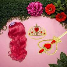1/4/6件套公主裙配饰美人鱼假发公主假发皇冠手套项链套装，圣诞节