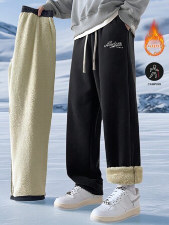 Sport i wypoczynek Mężczyźni Aktywna odzież Spodnie dresowe Aktywne spodnie Codzienne i codzienne Wygodne Miękkie jak masło Ocieplające Luźne Flanelowe Modne Wygodne Najpopularniejsze Polecane Spodnie