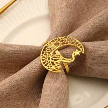 1/3pcs Hollow Moon & Stars Style Napkin Ring - Fashion Fine Hotel Home Restaurant Tray Towel Buckle, Napkin Ring For Christmas Decoration, Anniversary, Birthday,Tissue Box Holder,Napkin Holder,Festival Family Gathering,Kitchen Dining Table Decor