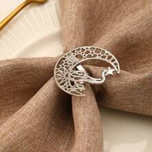 1/3pcs Hollow Moon & Stars Style Napkin Ring - Fashion Fine Hotel Home Restaurant Tray Towel Buckle, Napkin Ring For Christmas Decoration, Anniversary, Birthday,Tissue Box Holder,Napkin Holder,Festival Family Gathering,Kitchen Dining Table Decor
