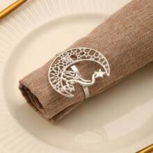 1/3pcs Hollow Moon & Stars Style Napkin Ring - Fashion Fine Hotel Home Restaurant Tray Towel Buckle, Napkin Ring For Christmas Decoration, Anniversary, Birthday,Tissue Box Holder,Napkin Holder,Festival Family Gathering,Kitchen Dining Table Decor