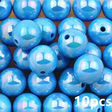 6/8/10/12/16mm Rainbow Acrylic Beads, Mixed Color Round Beads UV, Cracked Beads, Crackle Round Beads - Multiple Color Options, Round Hole Loose Beads Suitable For DIY Jewelry Making Bracelets Necklaces Or Craft Pen Decorations