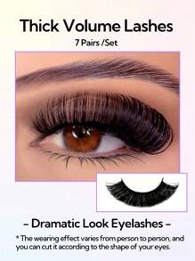 7 对 D 卷睫毛 浓密卷翘 戏剧性浓密假睫毛 蓬松效果 俄罗斯条状睫毛延长 自然纤细睫毛 条状睫毛、睫毛、睫毛、假睫毛 - 濃密款 - 查看 7