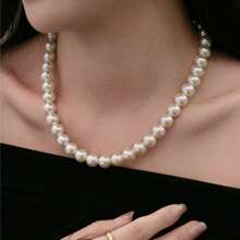 Round White Simulated Shell Pearl Necklace Strand | Pearl Choker Necklace | Jewelry For Women | Birthday Christmas Gift For Mom Wife Sister Best Friend, Gift Box Not Included - 45CM Length Necklace - View 15