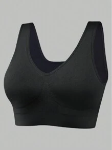 3pcs Women's Sports Bras Set, Plus Size Solid Non Padded Seamless Running Versatile Bralette - Multicolor - View 7