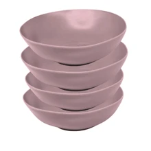 Kit Of 4 Bamboo And PP Bowls Assorted 12cm Compact And Functional For Cakes, Salads And Mixes - Home And Restaurants - Rosa vieja - Ver 1