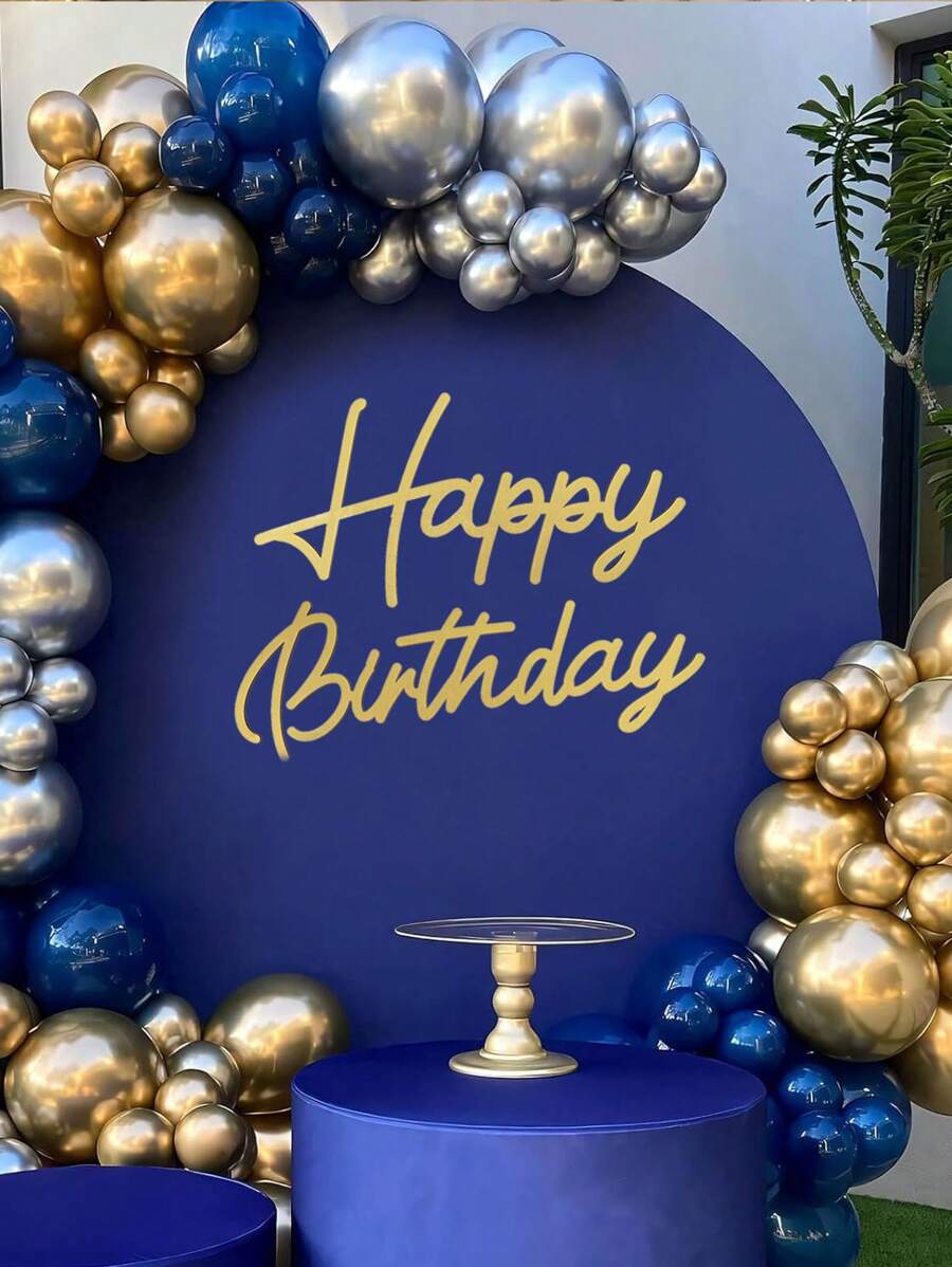 1 套生日快乐背景标语 - 毛毡生日快乐标语，用于气球拱门生日派对气球拱门背景装饰，用于生日派对淋浴，生日快乐背景标语，金色大号生日快乐装饰派对贴花标语，适用于女性男性中性，带转印纸