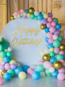 1 套生日快乐背景标语 - 毛毡生日快乐标语，用于气球拱门生日派对气球拱门背景装饰，用于生日派对淋浴，生日快乐背景标语，金色大号生日快乐装饰派对贴花标语，适用于女性男性中性，带转印纸