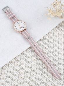 1pc Canvas With Girls Cute Cartoon Digital Children's Watch Return To School