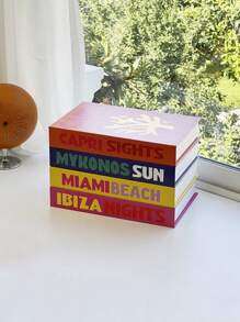 1pc Colorful INS Fake Book Decor, Openable Faux Book Storage Box, Minimalist Travel Theme Desktop Ornament Best Gifts Birthday Graduation