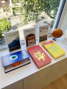 1pc Colorful INS Fake Book Decor, Openable Faux Book Storage Box, Minimalist Travel Theme Desktop Ornament Best Gifts Birthday Graduation