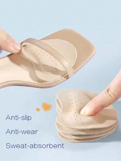 1-5 pares de calcomanías para la parte delantera del pie para tacones altos, suaves, con absorción de impactos, absorción del sudor y antideslizantes para sandalias de verano, almohadillas antideslizantes invisibles y autoadhesivas para la parte delantera del pie