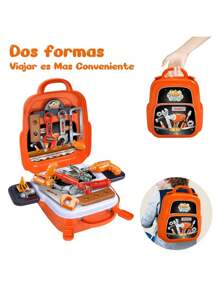 22件/25件儿童玩具幼儿工作台及工具、厨具套件男孩女孩家用工具箱科学益智玩具手提箱仿真家庭背包盒圣诞节节日生日玩具礼物 - 彩色 - 查看 5