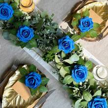 10/30/50/100 buah Mawar Palsu Busa Warna Gading dengan Tangkai, Cocok untuk Buket Pernikahan DIY, Hiasan Meja Pesta Pengantin, Dekorasi Meja Pesta, Hari Valentine dan Hari Ibu (Tidak Termasuk Kotak Kertas) - Royal Blue - View 6