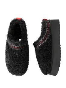 Women's Slipper Boots Short Ankle Platform Heighten Faux Fur Lining Snow Slippers Classic EVA Anti-Slip Outdoor Winter Furry Fuzzy Shoes For Valentine's Day Gift - màu đen - Xem 6