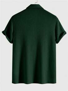 Men's Plain Color Golf Shirt, Casual Short Sleeve Elastic Collar Shirt, Suitable For Leisure Outdoor
