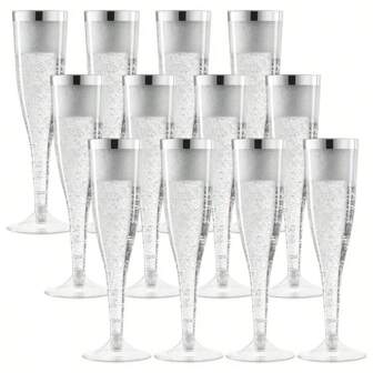 10 只可重复使用的透明香槟杯，适用于派对、婚礼、庆典