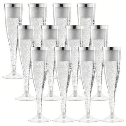 10pcs Reusable Clear Champagne Glasses For Party, Wedding, Celebration, Wedding And Birthday Supplies, Home And Party Decorations