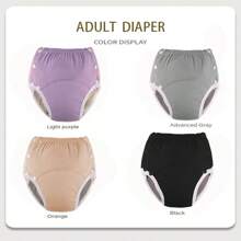 Reusable Adult Cloth Diapers, Leak-Proof, Adjustable, No Need For Additional Diapers, Suitable For Pregnant Women And Postpartum Females, Can Be Used Day And Night, Unisex, Fashionable Design - Multicolor - View 3