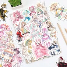 48 pièces Autocollants mode pour filles pour la saison d'automne, autocollants PVC imperméables et réutilisables, décoratifs pour planche à roulettes, cahier, bouteille d'eau, réfrigérateur